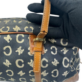 CELINE MACADAM CANVAS NAVY BOSTON BAG