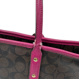 COACH SIGNATURE BROWN AND MAGENTA CITY ZIP TOTE