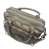 COACH KHAKI SIGNATURE SATCHEL BAG