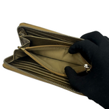 COACH KHAKI SIGNATURE GOLD ACCENT ZIP WALLET