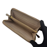 PRADA TAUPE GATHERED LEATHER ZIP WALLET