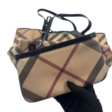 BURBERRY CHECK CANVAS TOTE BAG
