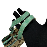 COACH SIGNATURE KHAKI AND GREEN SATCHEL BAG