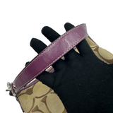 COACH SIGNATURE KHAKI & PURPLE STRIPE HANDBAG