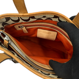 COACH TAN SIGNATURE LEATHER TRIM TOTE