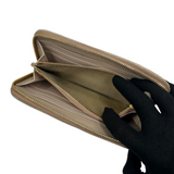 PRADA TAUPE GATHERED LEATHER ZIP WALLET