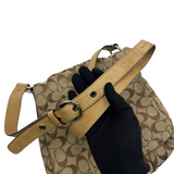 COACH SIGNATURE KHAKI & TAN BUCKLE CROSSBODY
