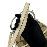 COACH SIGNATURE KHAKI TURNLOCK CROSSBODY BAG