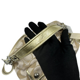 COACH BEIGE SIGNATURE DOUBLE POCKET CROSSBODY BAG