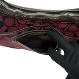 COACH BURGUNDY SIGNATURE SMALL HOBO BAG