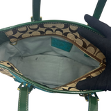 COACH TURQUOISE TRIM SIGNATURE TOTE BAG