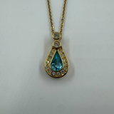 DIOR BLUE CRYSTAL TEAR GOLD NECKLACE