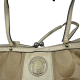 COACH SIGNATURE CANVAS KISSLOCK TOTE BAG