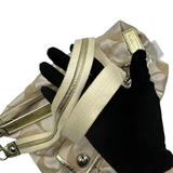 COACH BEIGE SIGNATURE DOUBLE POCKET CROSSBODY BAG