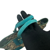 COACH TURQUOISE TRIM SIGNATURE TOTE BAG