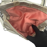 COACH KHAKI SIGNATURE SATCHEL BAG