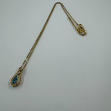 DIOR BLUE CRYSTAL TEAR GOLD NECKLACE