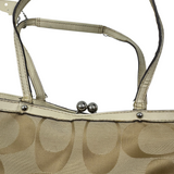 COACH SIGNATURE CANVAS KISSLOCK TOTE BAG