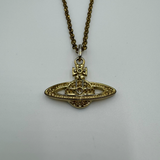VIVIENNE WESTWOOD GOLD CRYSTAL FLAT ORB NECKLACE