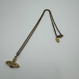 VIVIENNE WESTWOOD GOLD CRYSTAL FLAT ORB NECKLACE