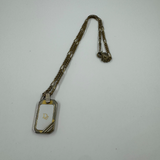 DIOR WHITE PLATE LOGO GOLD NECKLACE