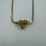DIOR HEART KNOT CRYSTAL GOLD NECKLACE
