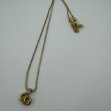 DIOR CLASSIC CD SINGLE CRYSTAL PENDANT GOLD NECKLACE