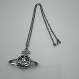 VIVIENNE WESTWOOD LARGE SILVER ORB SATURN CRYSTAL NECKLACE