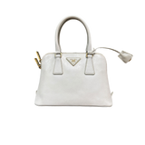 PRADA WHITE SAFFIANO LUX LEATHER HANDBAG