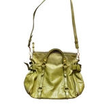 MIU MIU GREEN LEATHER TOTE HANDBAG