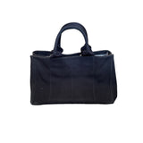 PRADA BLACK/WHITE CANAPA TOTE BAG