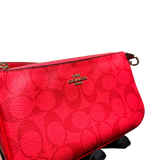 COACH RED MONOGRAM LEATHER POCHETTE BAG