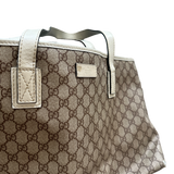 GUCCI BEIGE WHITE STRAP TOTE BAG