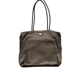 PRADA NYLON WASHED GREEN TOTE BAG