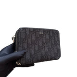 DIOR BLACK OBLIQUE ZIPPED POUCH SHOULDER BAG