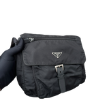 PRADA NYLON BLACK BUCKLE SHOULDER BAG