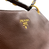 PRADA LEATHER BROWN SHOULDER TOTE BAG