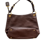 PRADA LEATHER BROWN SHOULDER TOTE BAG