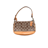 COACH BROWN MONOGRAM POCHETTE BAG