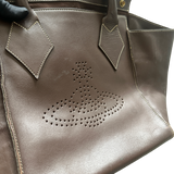 VIVIENNE WESTWOOD BROWN LEATHER TOTE BAG