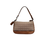 COACH BROWN MINI MONOGRAM POCHETTE BAG