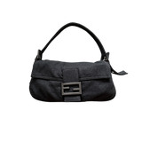 FENDI COTTON BLACK BAGUETTE BAG