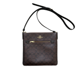 COACH DARK BROWN MONOGRAM SHOULDER BAG