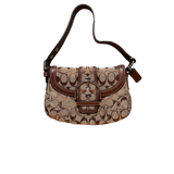 COACH BROWN MONOGRAM SIGNITURE BUCKLE HANDBAG