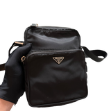 PRADA NYLON DOUBLE SHOULDER BAG BLACK