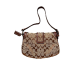 COACH BROWN MONOGRAM SIGNITURE BUCKLE HANDBAG