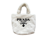 PRADA MILANO TERRY CLOTH WHITE TOTE BAG