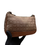 COACH BROWN MINI MONOGRAM POCHETTE BAG