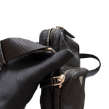 PRADA NYLON DOUBLE SHOULDER BAG BLACK