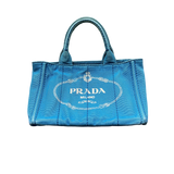 PRADA BABY BLUE CANAPA TOTE BAG